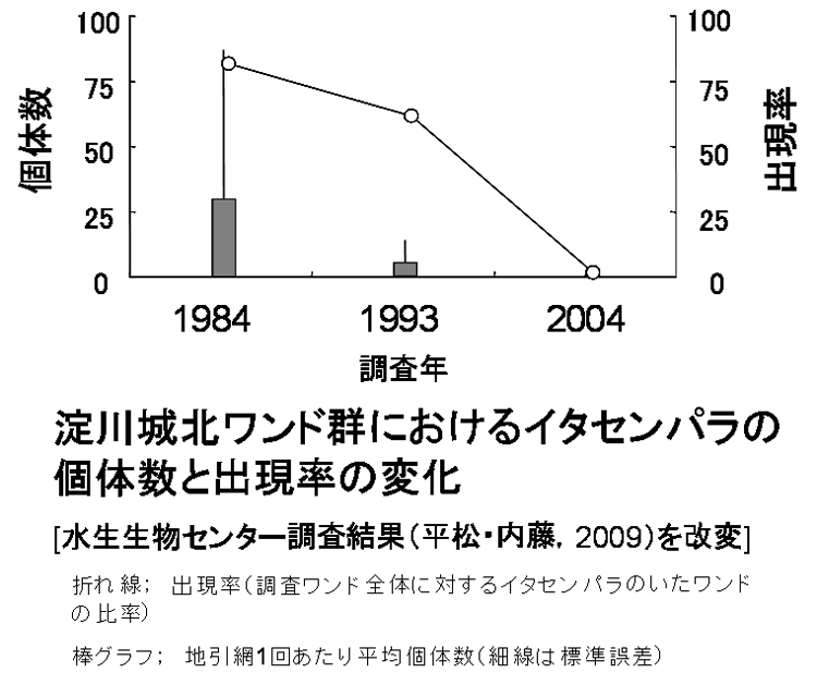 淀川城北ワンド群におけるイタセンパラの生息状況の変化