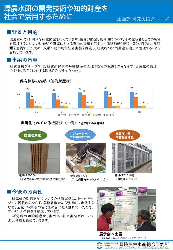 [25]環農水研が開発した知的財産を社会で活用するために