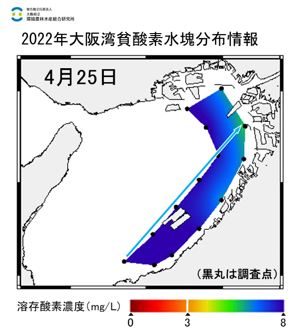 2022年4月25日調査　貧酸素水塊は確認されませんでした。