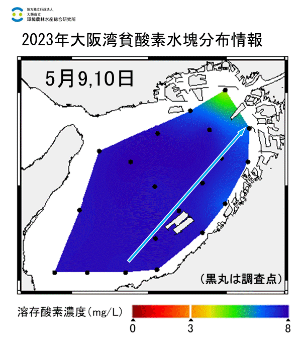 2023年5月9,10日調査　貧酸素水塊は確認されませんでした。