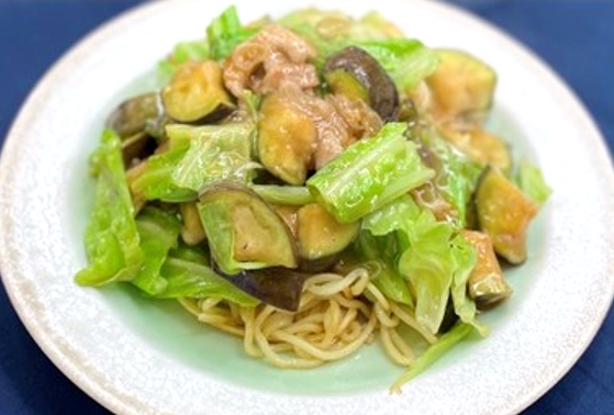 水なすの和風あんかけ焼きそば