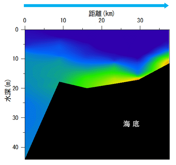 23年7月3日調査　湾奥部で貧酸素水塊が確認されました。