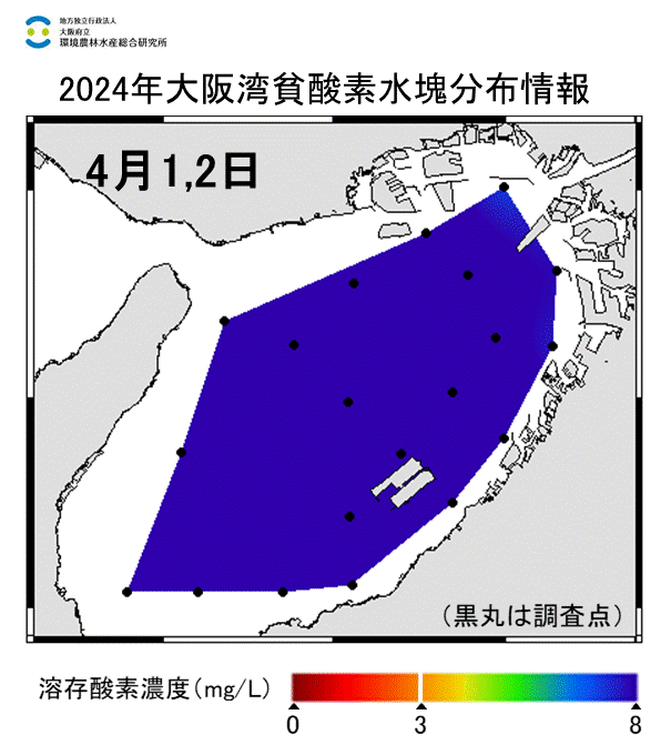 24年4月1,2日調査　貧酸素水塊は確認されませんでした。