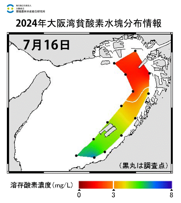 24年7月16日調査　貧酸素水塊が確認されました。