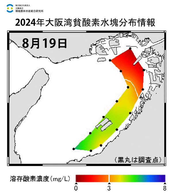 24年8月19日調査　貧酸素水塊が確認されました。