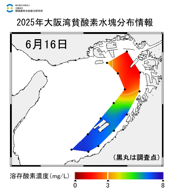 25年6月16日調査　貧酸素水塊が確認されました。