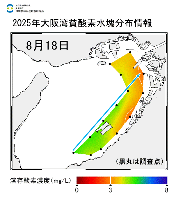 2025年8月18日調査　貧酸素水塊が確認されました。