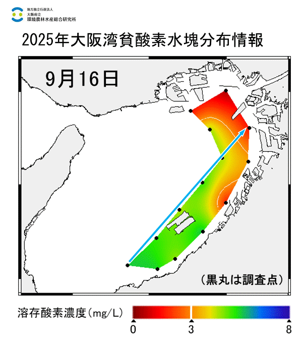 2025年9月16調査　貧酸素水塊が確認されました。