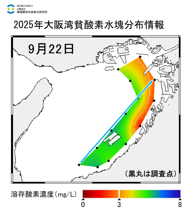 2025年9月22調査　貧酸素水塊が確認されました。