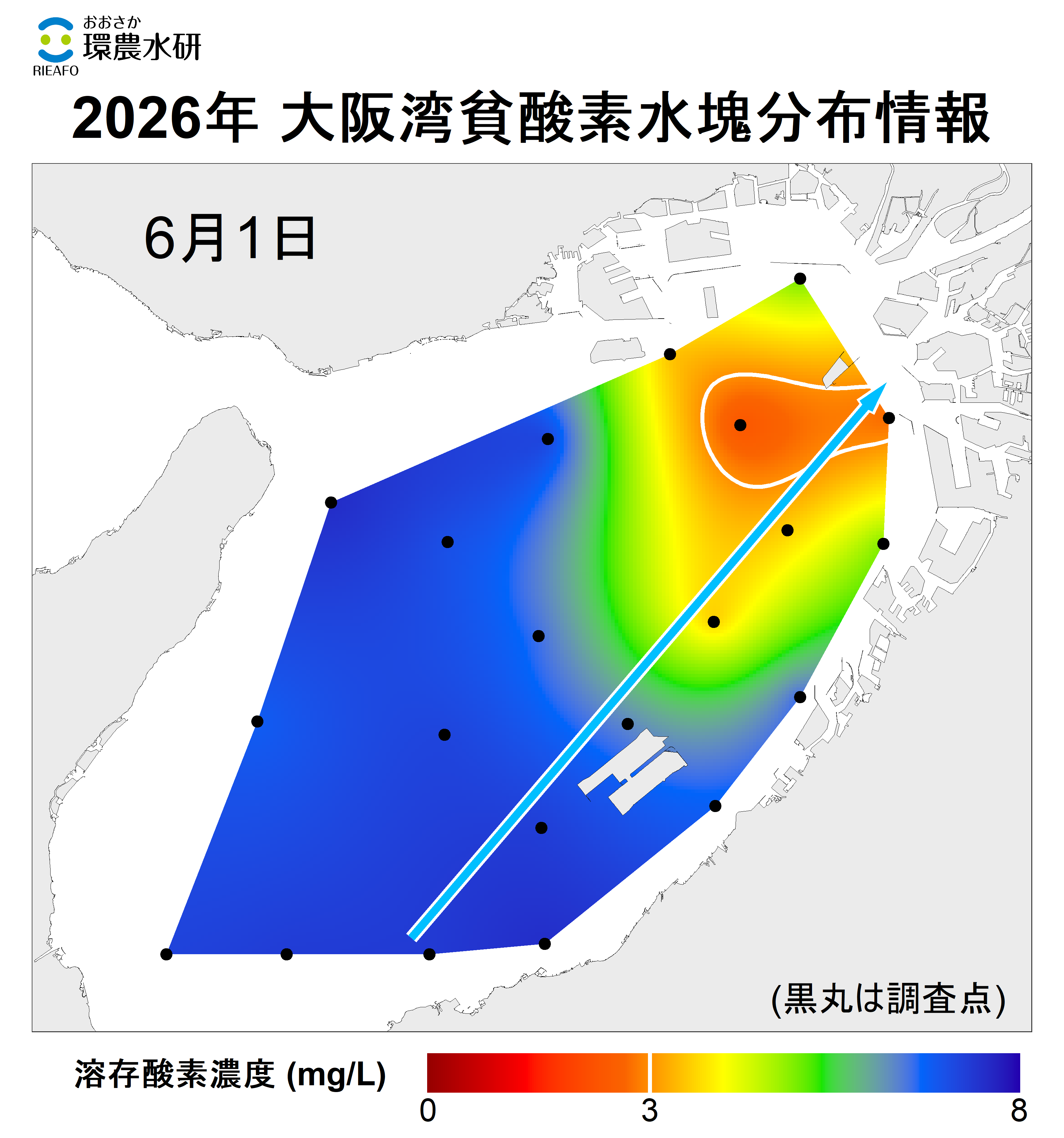 2026年6月1日調査 貧酸素水塊は確認されませんでした。 2025年6月1日調査 貧酸素水塊は確認されませんでした。