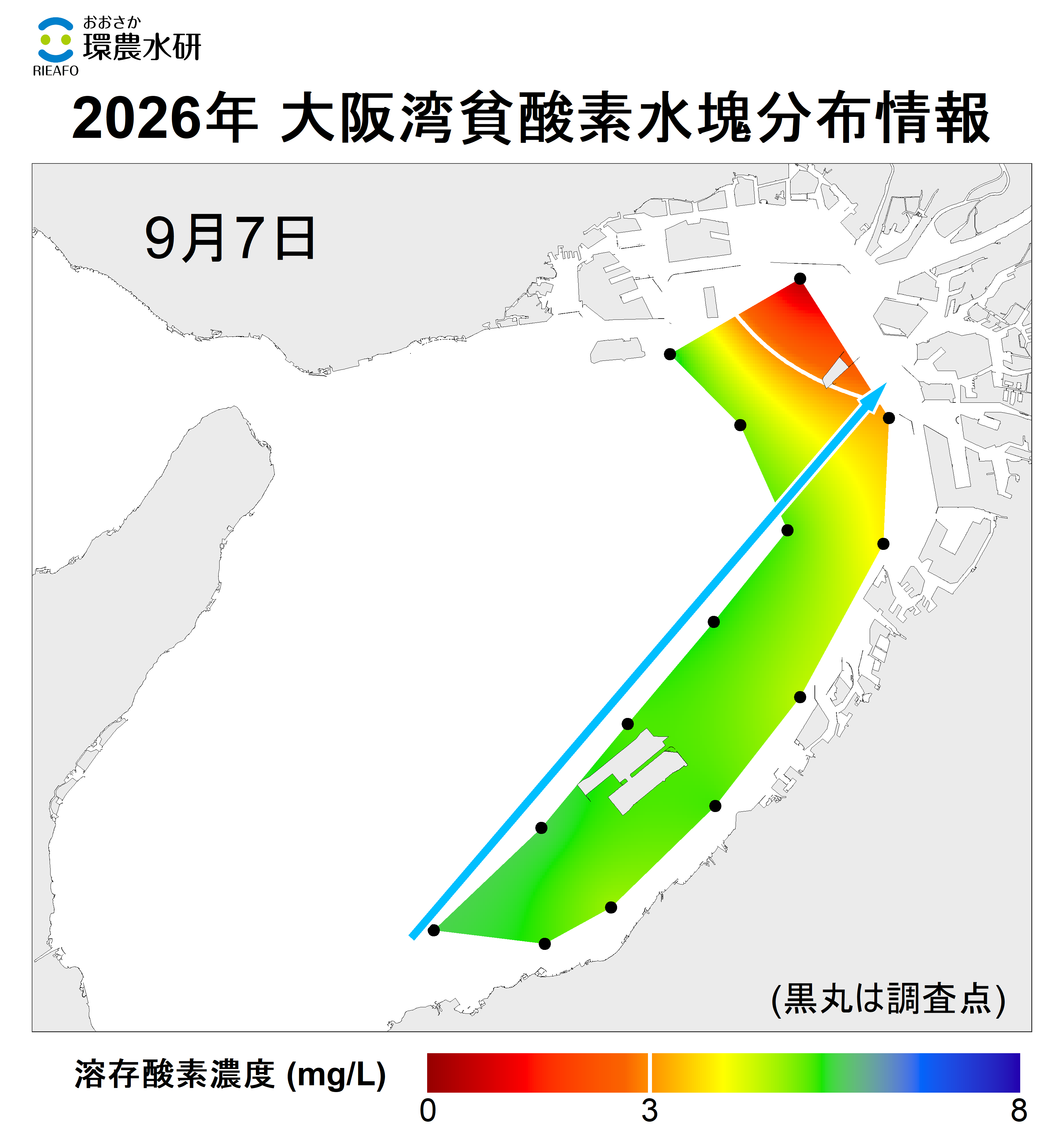2026年9月7日調査 貧酸素水塊が確認されました。 2025年9月7日調査 貧酸素水塊が確認されました。
