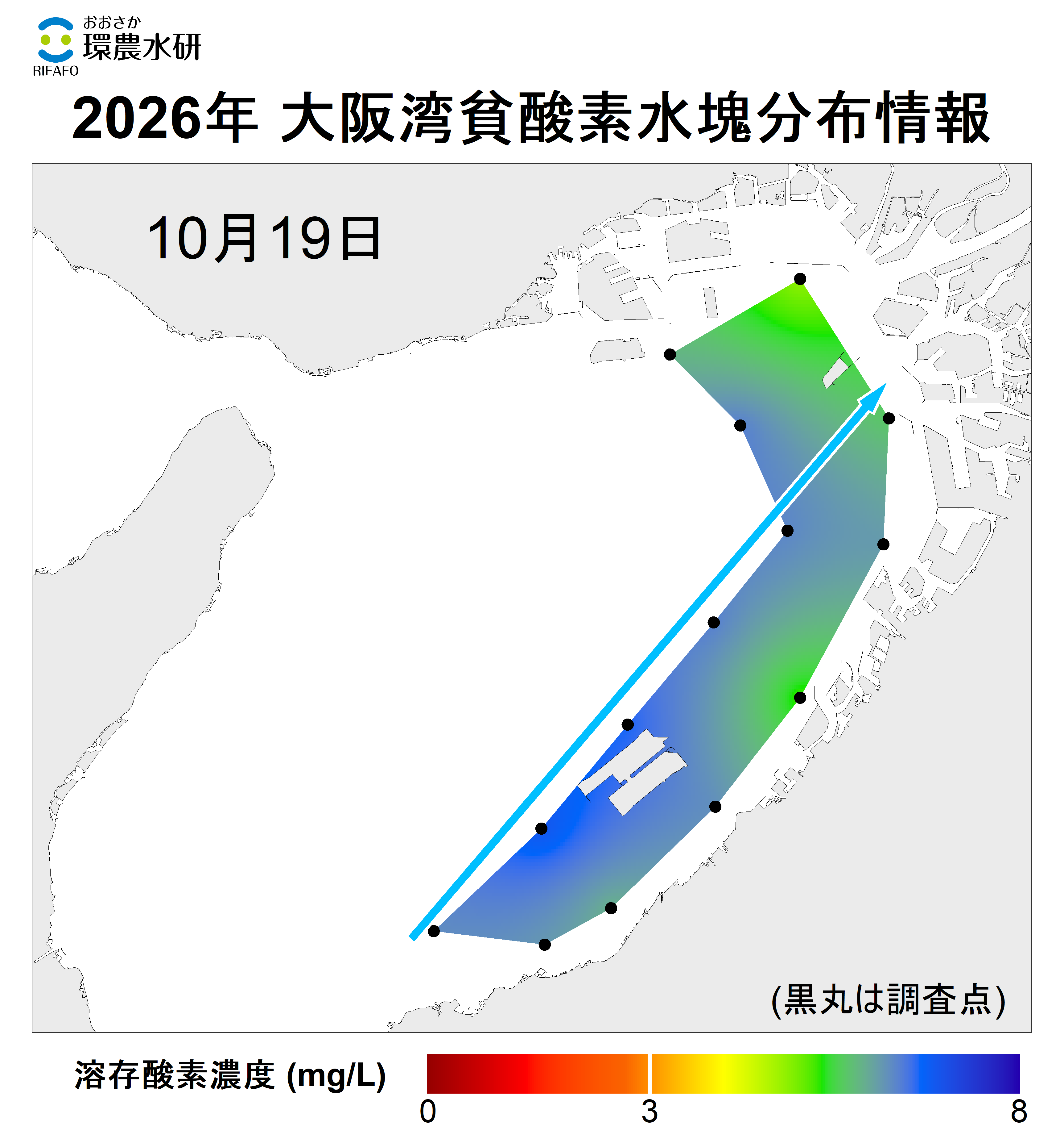 2026年10月19日調査 貧酸素水塊が確認されませんでした。 2025年10月19日調査 貧酸素水塊が確認されませんでした。