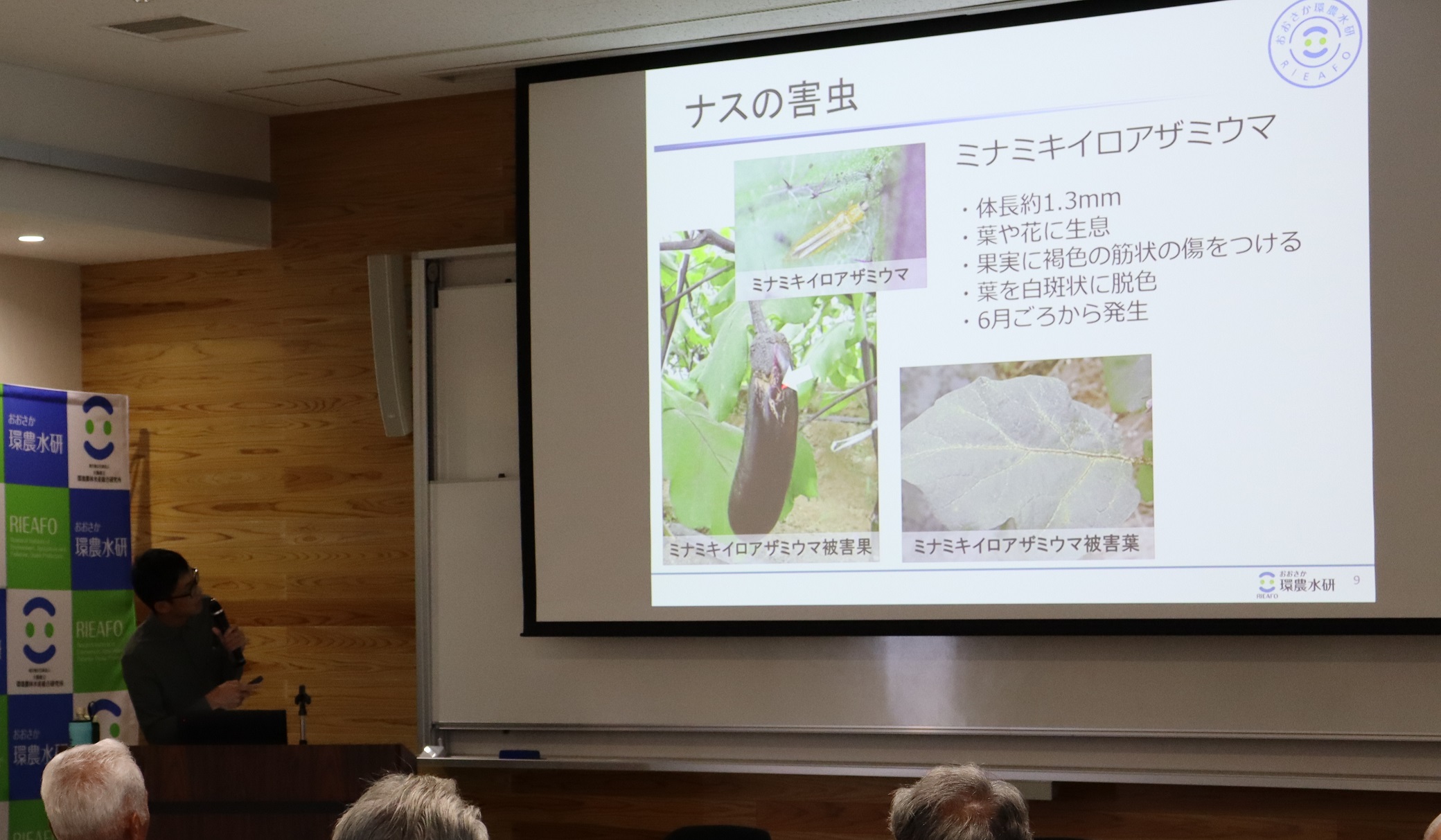 講演する溝手研究員