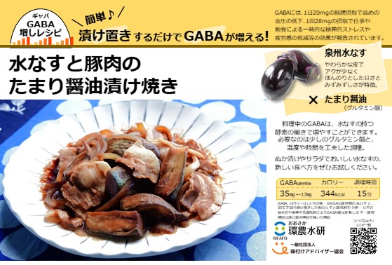 GABA増しレシピ#4水なすと豚肉のたまり醤油漬け焼き